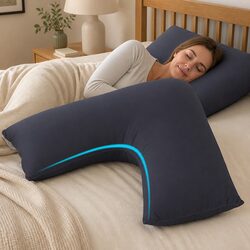 Premium V-Shape Body Pillow for Pregnancy Support - Grey