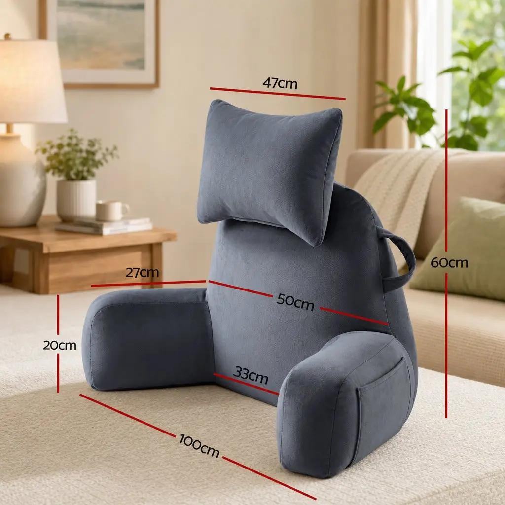 Reading Pillow Soft Fabric 100x27x60cm Grey