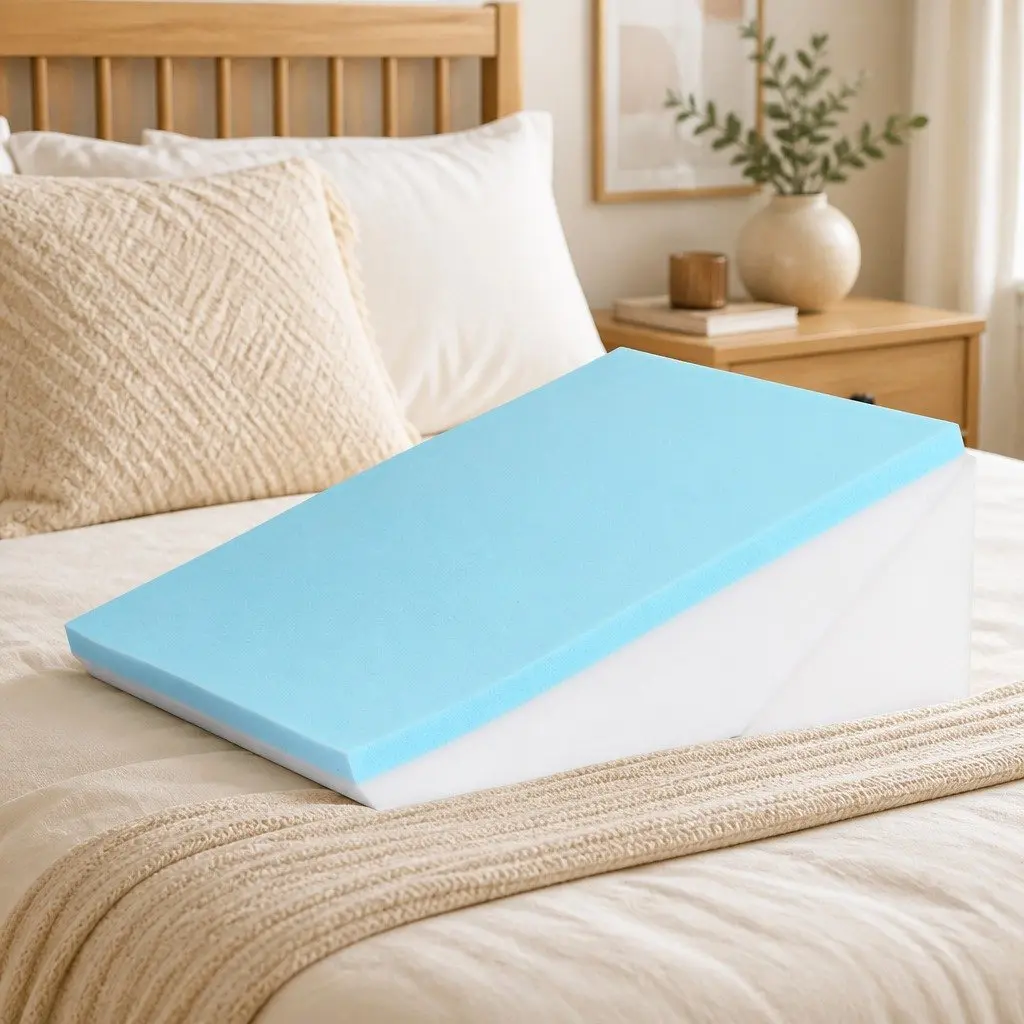 Wedge Pillow Adjustable Grey Multi-Piece Gel Memory Foam Ergonomic Support for Back Neck Leg Comfort