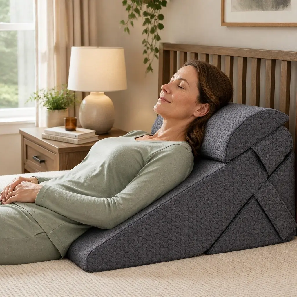Wedge Pillow Adjustable Grey Multi-Piece Gel Memory Foam Ergonomic Support for Back Neck Leg Comfort