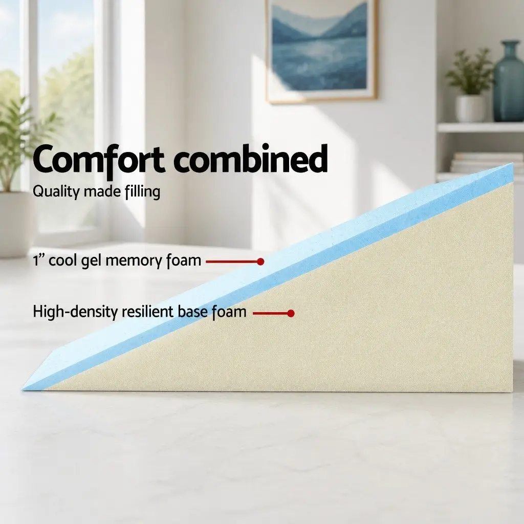 Bed Wedge Pillow Memory Foam 62 x 64 x 30 cm Blue White