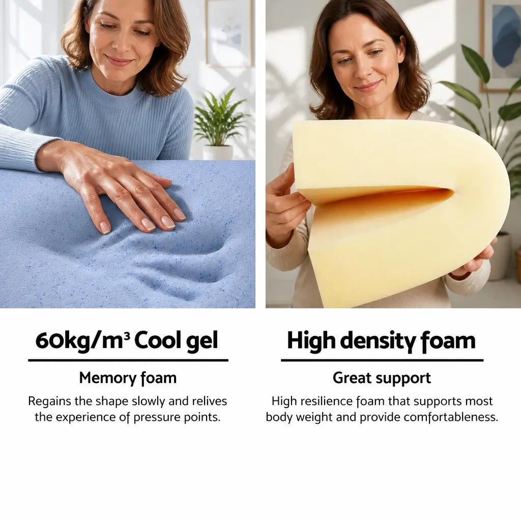 Bed Wedge Pillow Memory Foam 62 x 64 x 30 cm Blue White