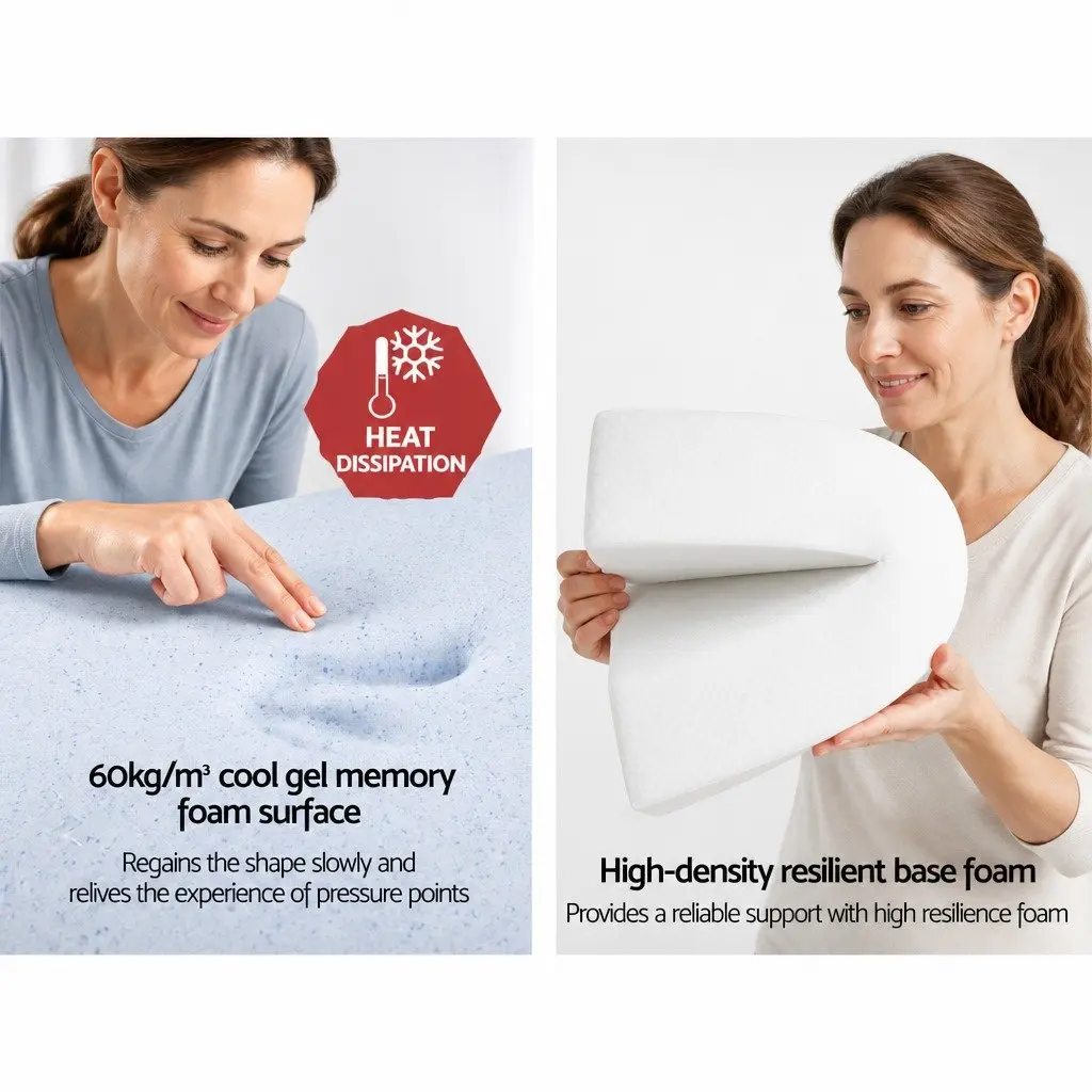 Wedge Pillow Memory Foam 62 x 64 x 30 cm Beige Twin Pack