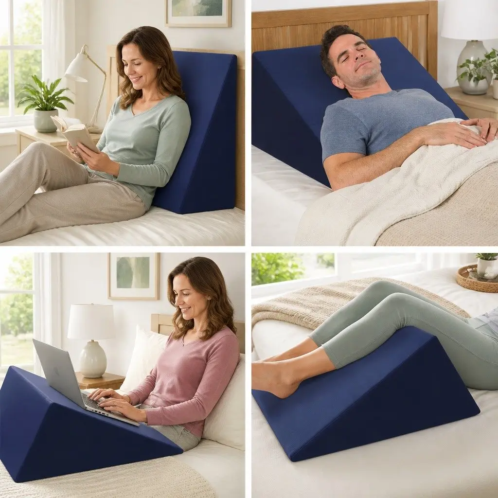 Memory Foam Wedge Pillow Blue Twin Pack for Elevation