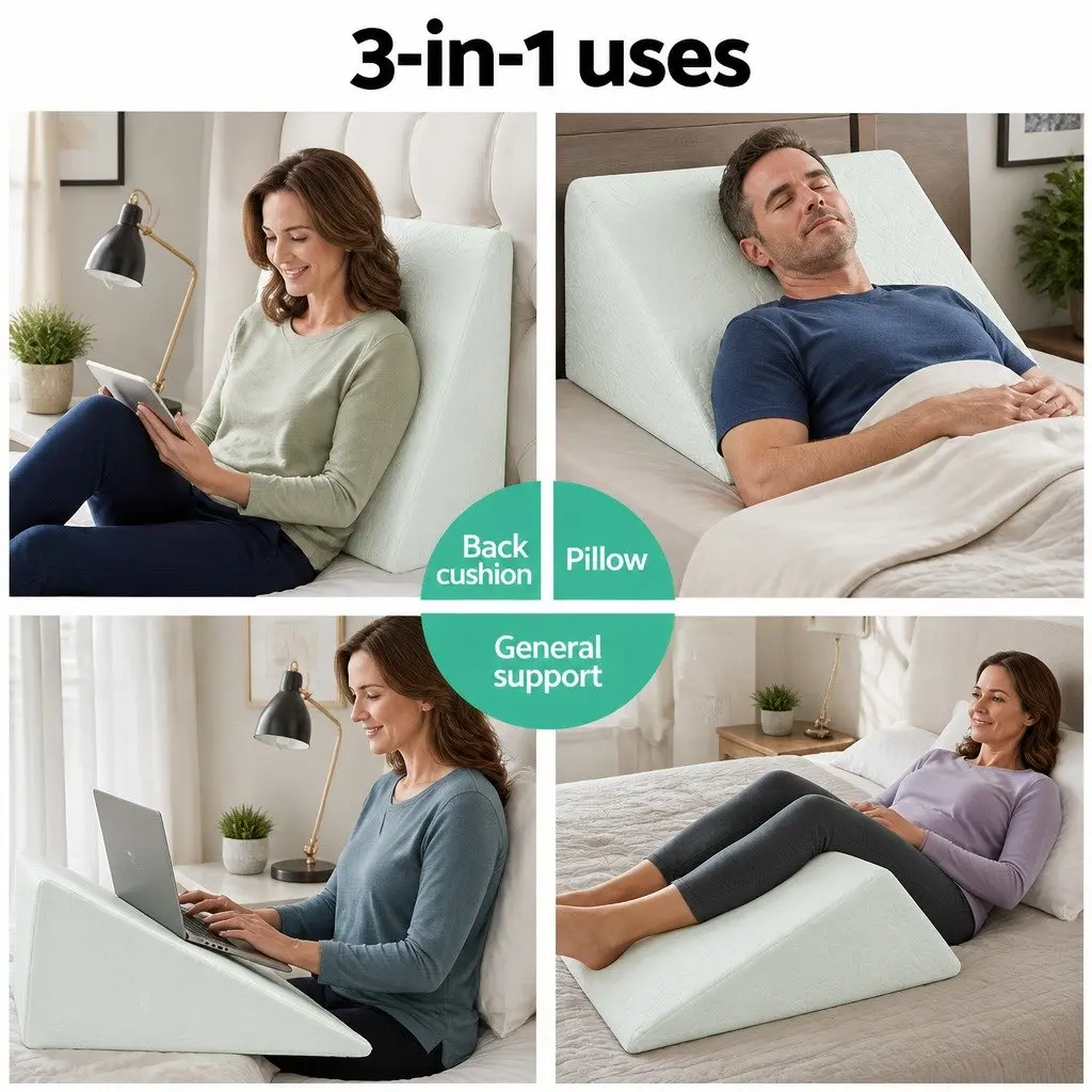 Back Support Wedge Pillow with Cool Gel Memory Foam