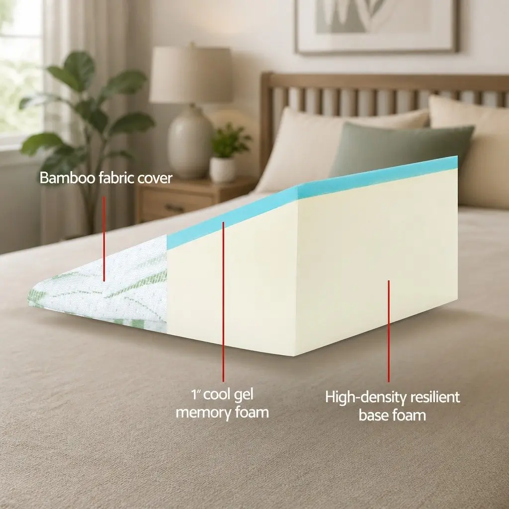 Back Support Wedge Pillow with Cool Gel Memory Foam