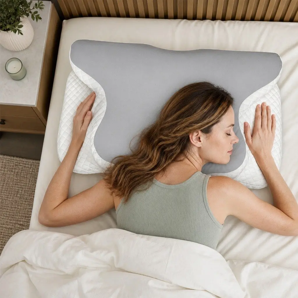 Ergonomic Contour Memory Foam Pillow for Neck and Shoulder Support