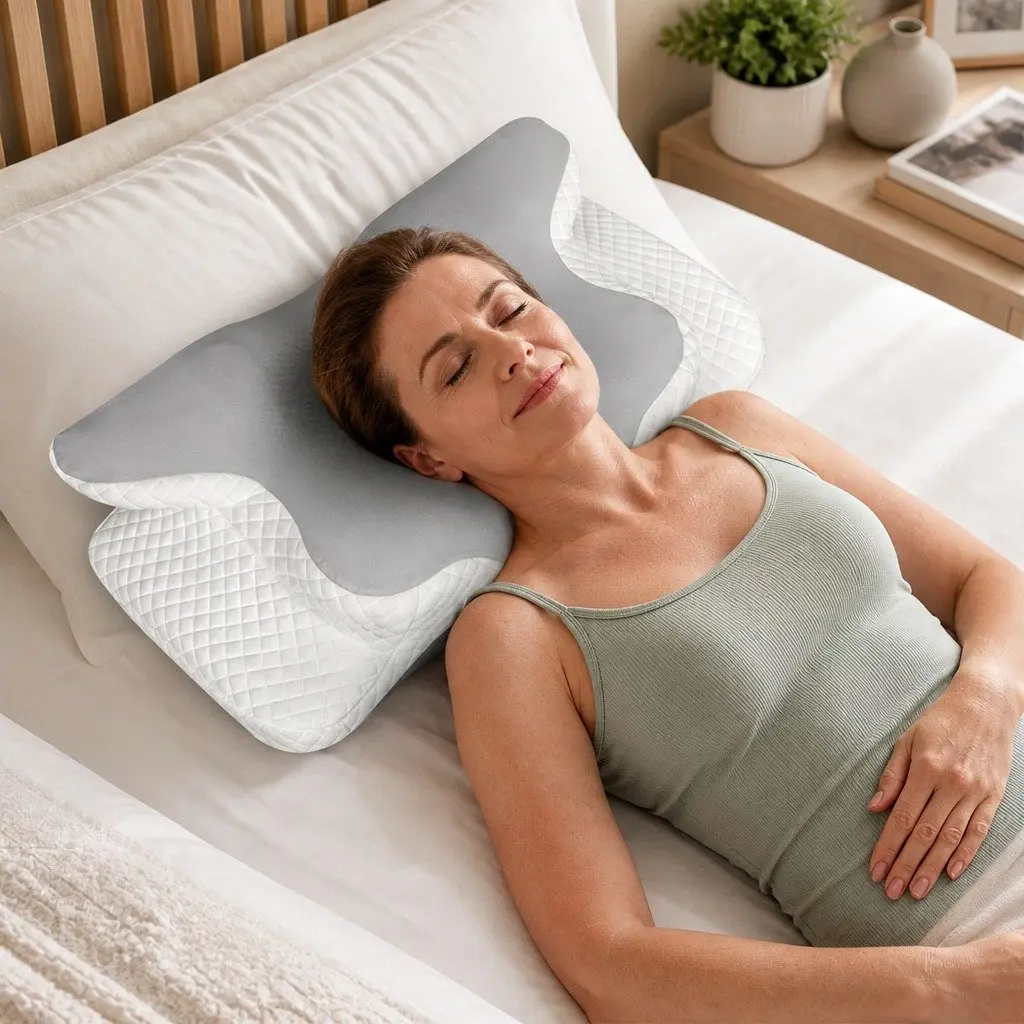 Ergonomic Contour Memory Foam Pillow for Neck and Shoulder Support