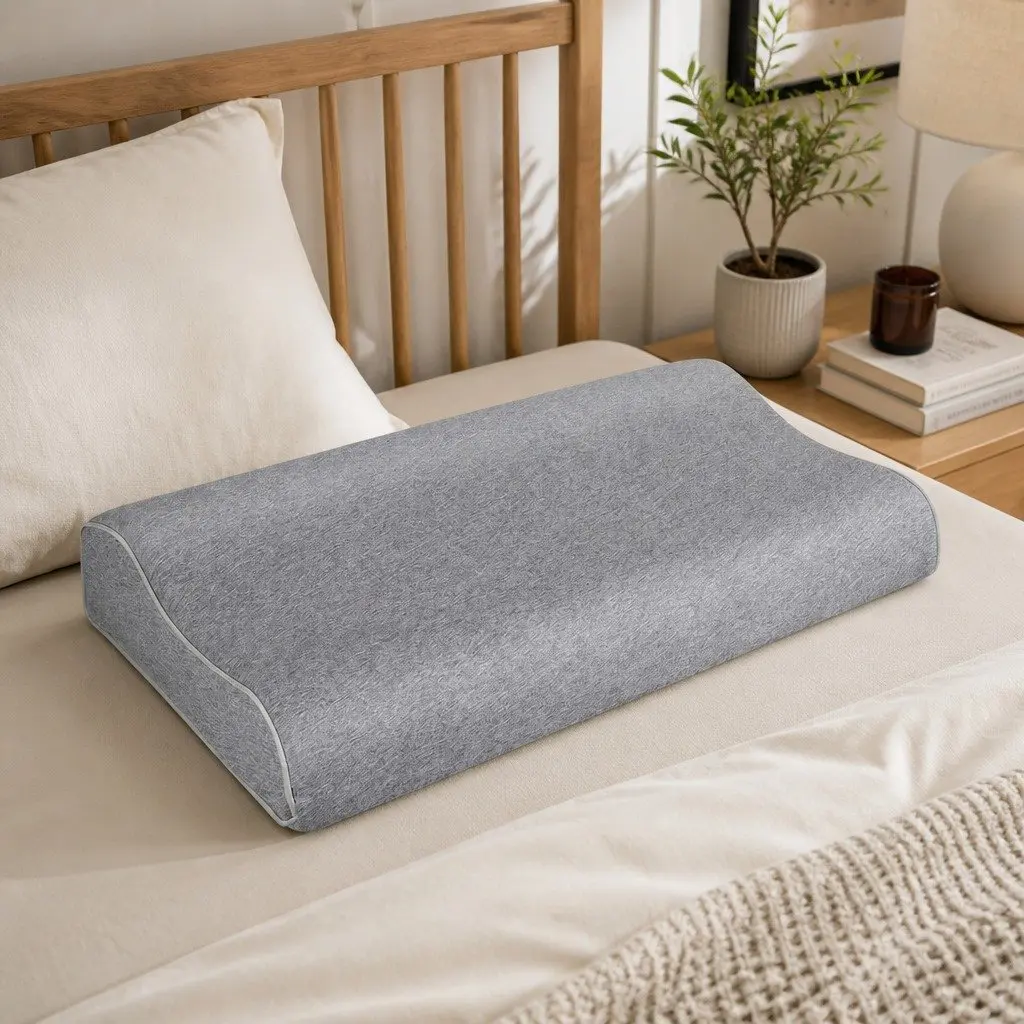 Ergonomic Memory Foam Pillow Pair with Bamboo Charcoal