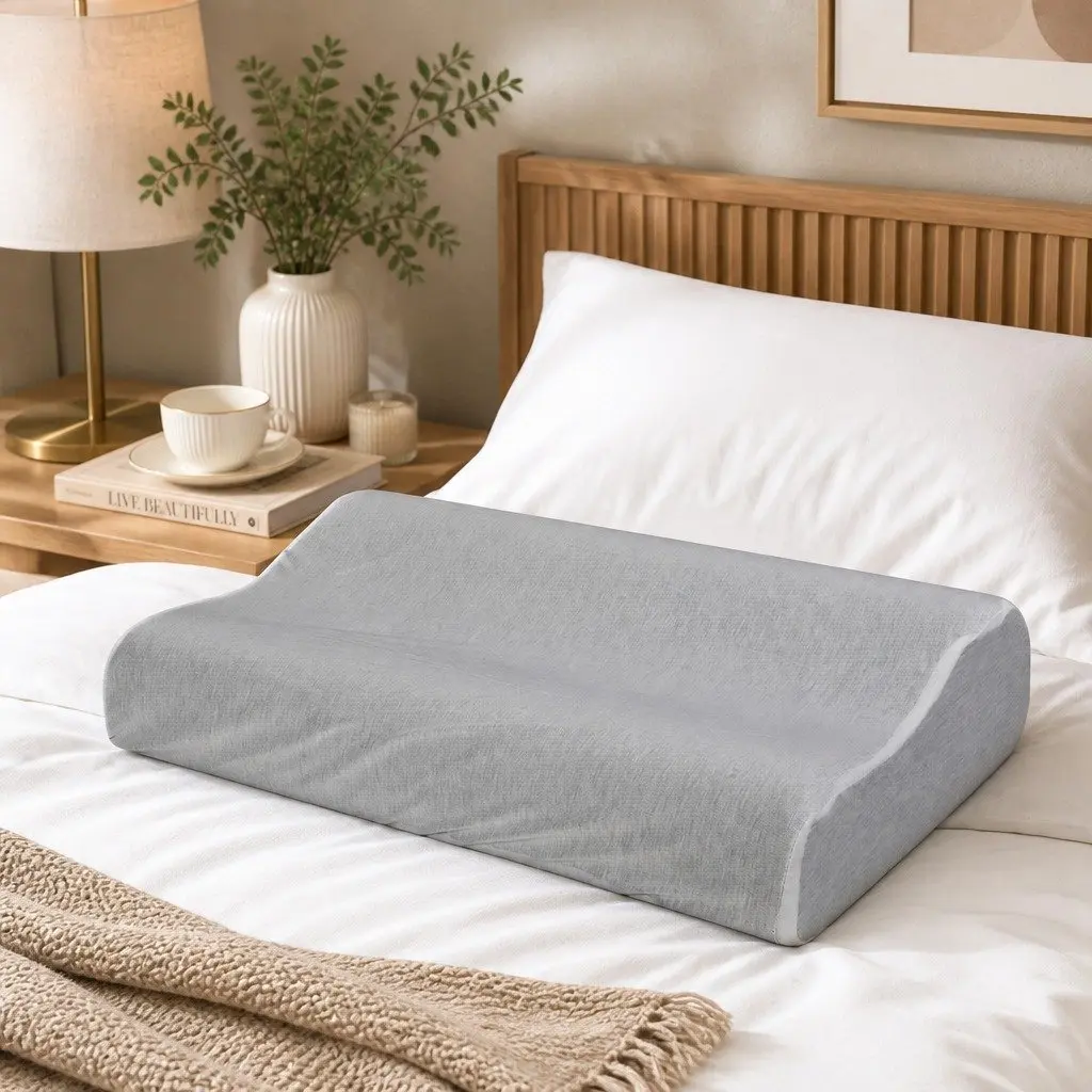 Ergonomic Memory Foam Pillow Pair with Bamboo Charcoal