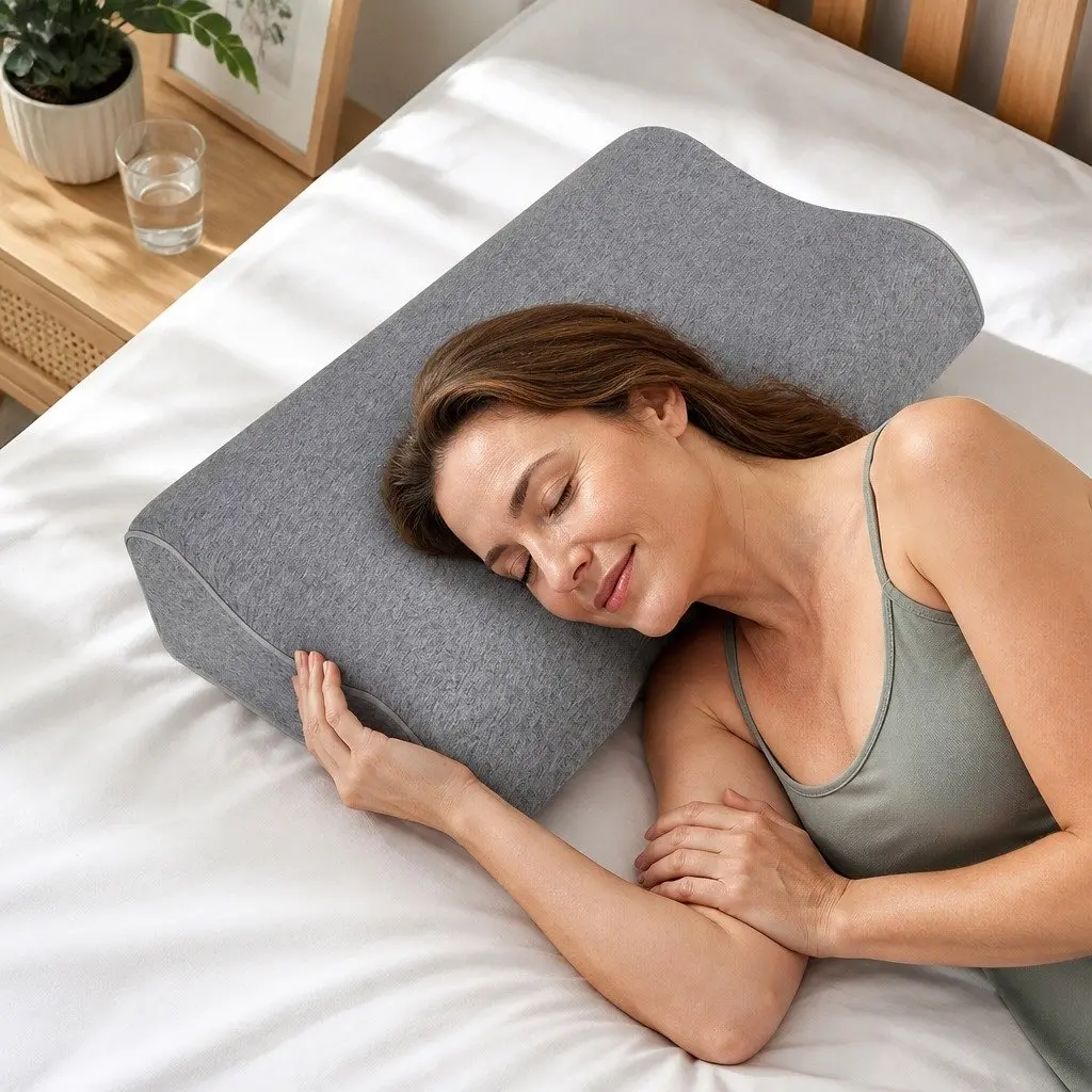 Ergonomic Memory Foam Pillow Pair with Bamboo Charcoal