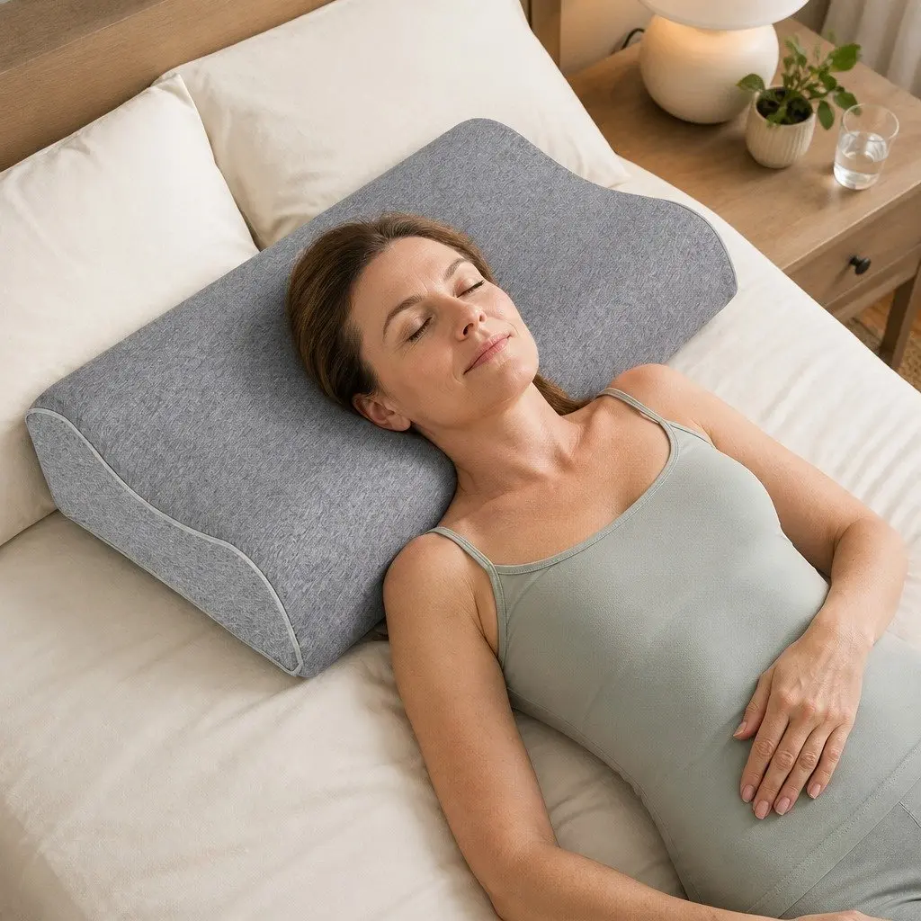 Ergonomic Memory Foam Pillow Pair with Bamboo Charcoal