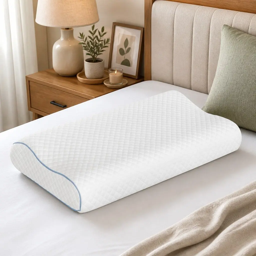 Memory Foam Pillow Pair Bamboo Charcoal Ergonomic Neck Shoulder Support White 60cm x 35cm x 11cm/8cm