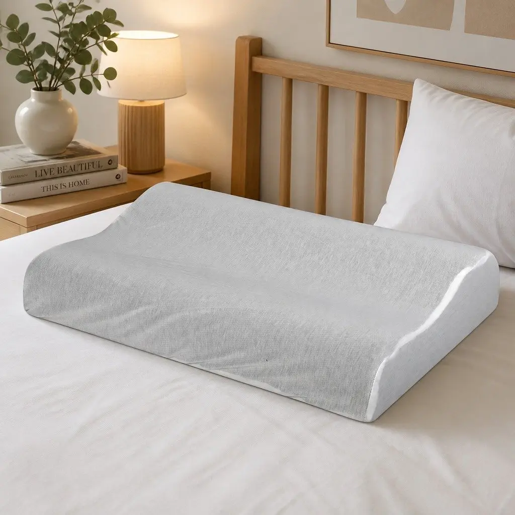 Memory Foam Pillow Pair Bamboo Charcoal Ergonomic Neck Shoulder Support White 60cm x 35cm x 11cm/8cm