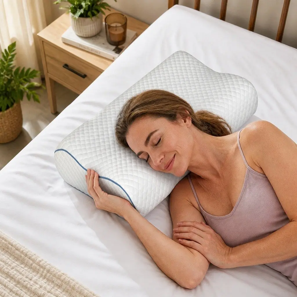 Memory Foam Pillow Pair Bamboo Charcoal Ergonomic Neck Shoulder Support White 60cm x 35cm x 11cm/8cm