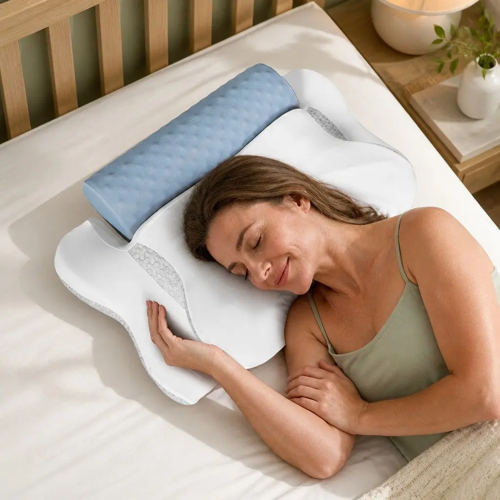 Cervical Memory Foam Neck Pillow Cooling Gel Support Contour Sleep Orthopedic