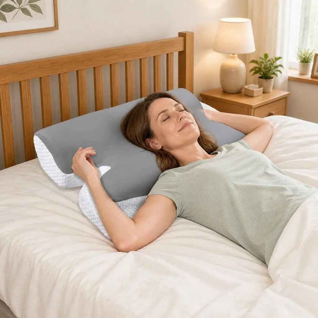 Ergonomic Cervical Neck Pillow Memory Foam Contoured Support Side Back Sleeper