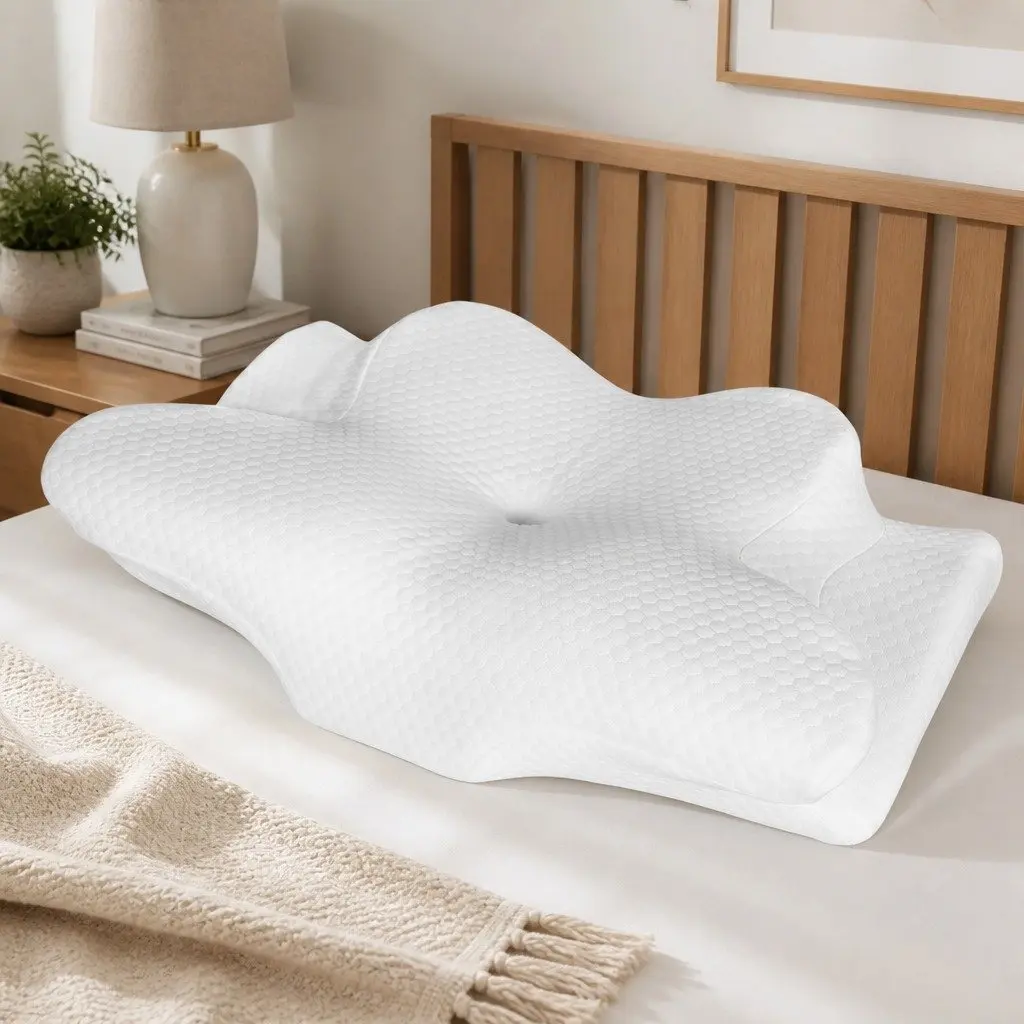 Ergonomic Cervical Neck Pillow with Cooling Memory Foam