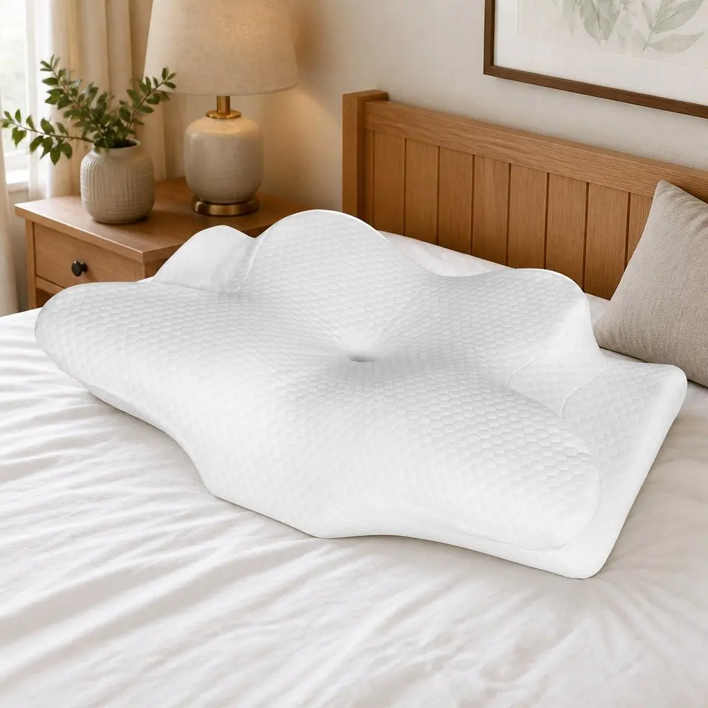 Ergonomic Cervical Neck Pillow with Cooling Memory Foam