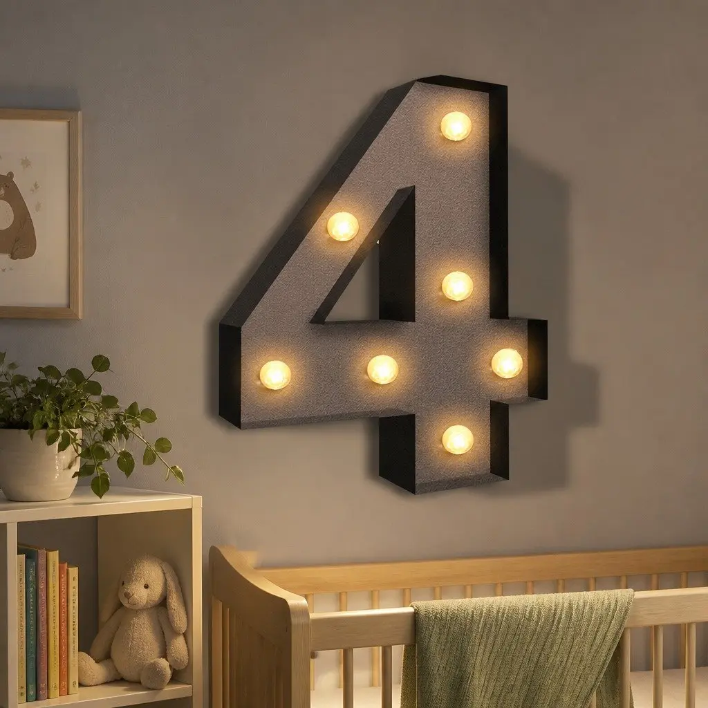 LED Number Light Metal Free Standing Marquee Style Decoration