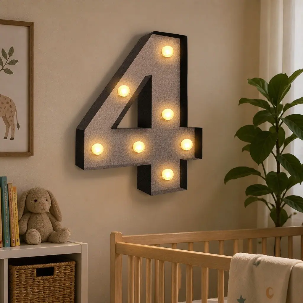 LED Number Light Metal Free Standing Marquee Style Decoration