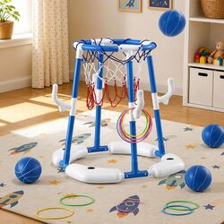 Premium Kids Basketball Hoop & Ring Toss Activity Center