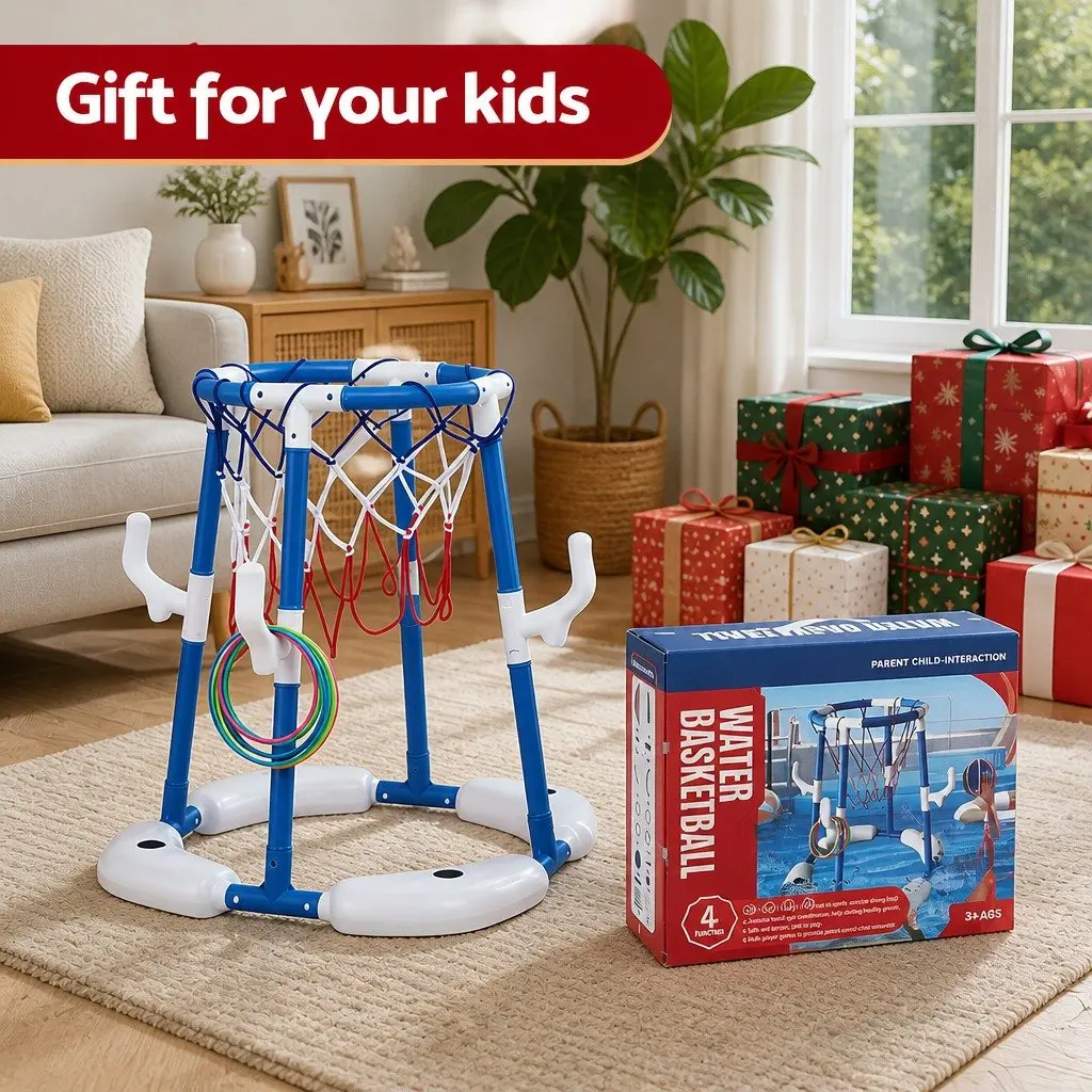 Basketball Hoop Ring Toss Sports Activity Centre PP Nylon 43 x 33 x 77 105 cm Blue