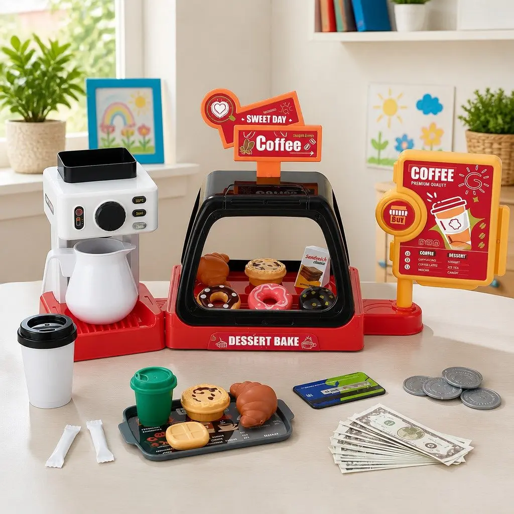 Pretend Play Set Plastic Coffee Maker Machine Multicolour 44 x 13 x 20 cm