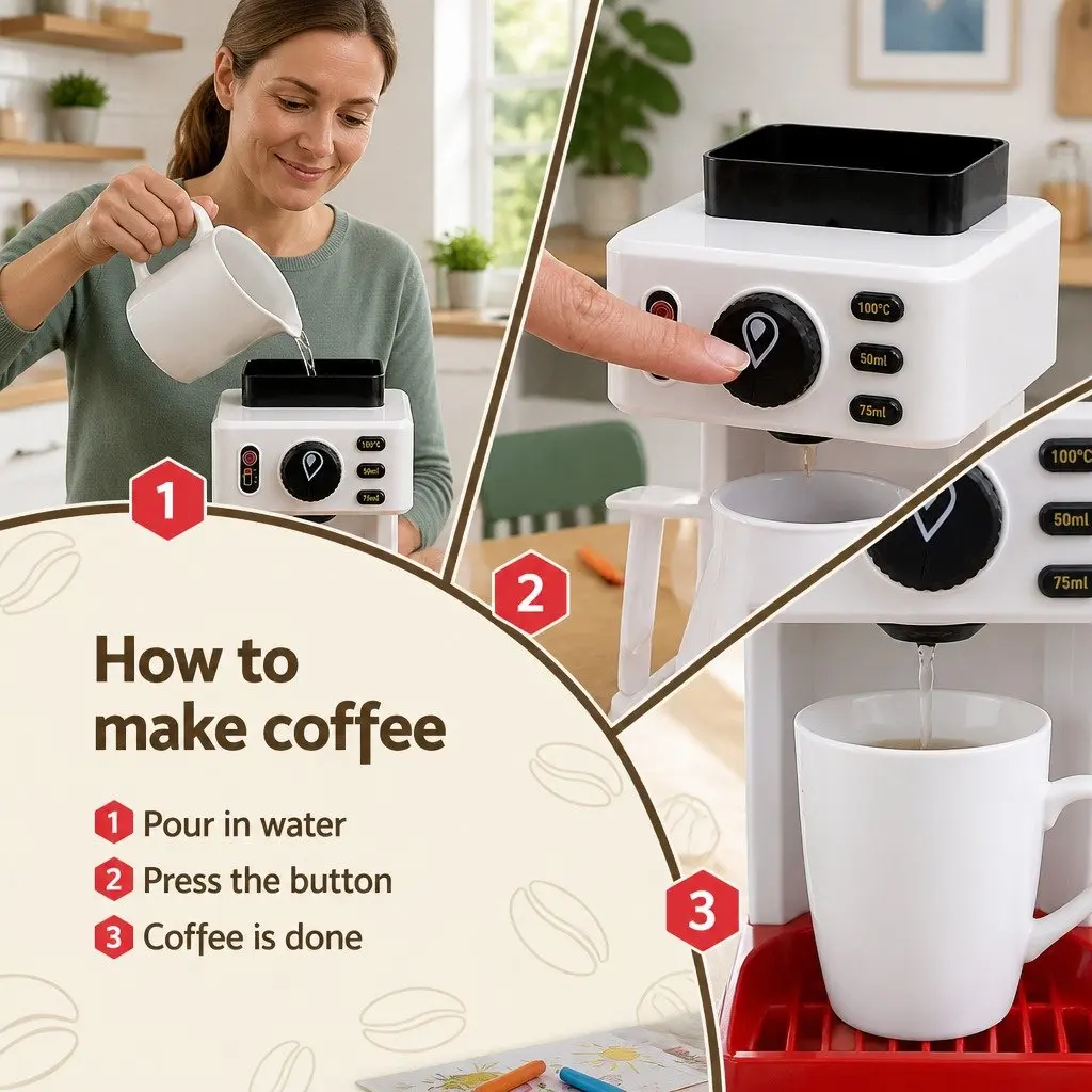 Pretend Play Set Plastic Coffee Maker Machine Multicolour 44 x 13 x 20 cm