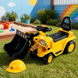 Durable Kids Ride On Bulldozer Excavator Toy in Yellow