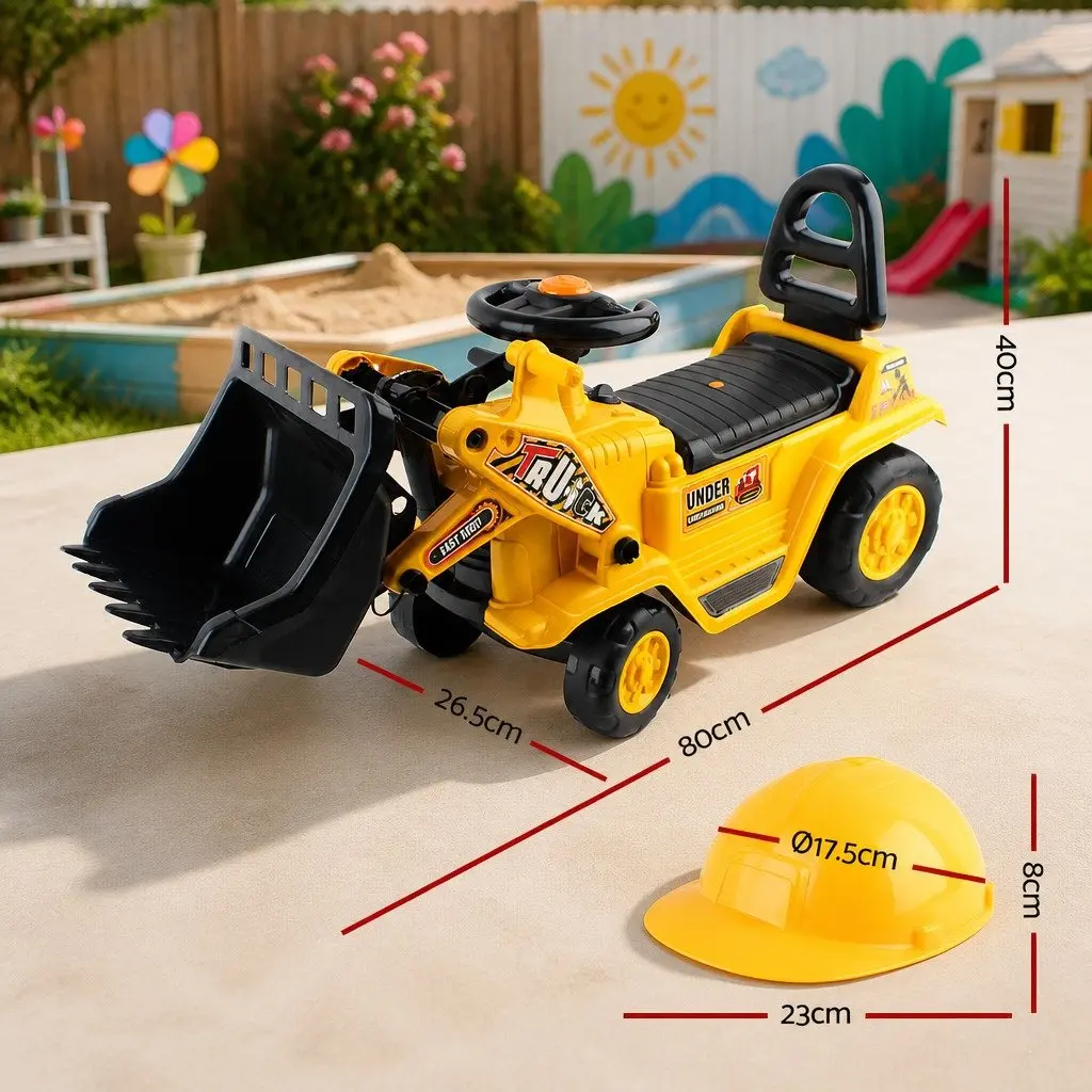 Kids Ride On Bulldozer Excavator Toy in Yellow