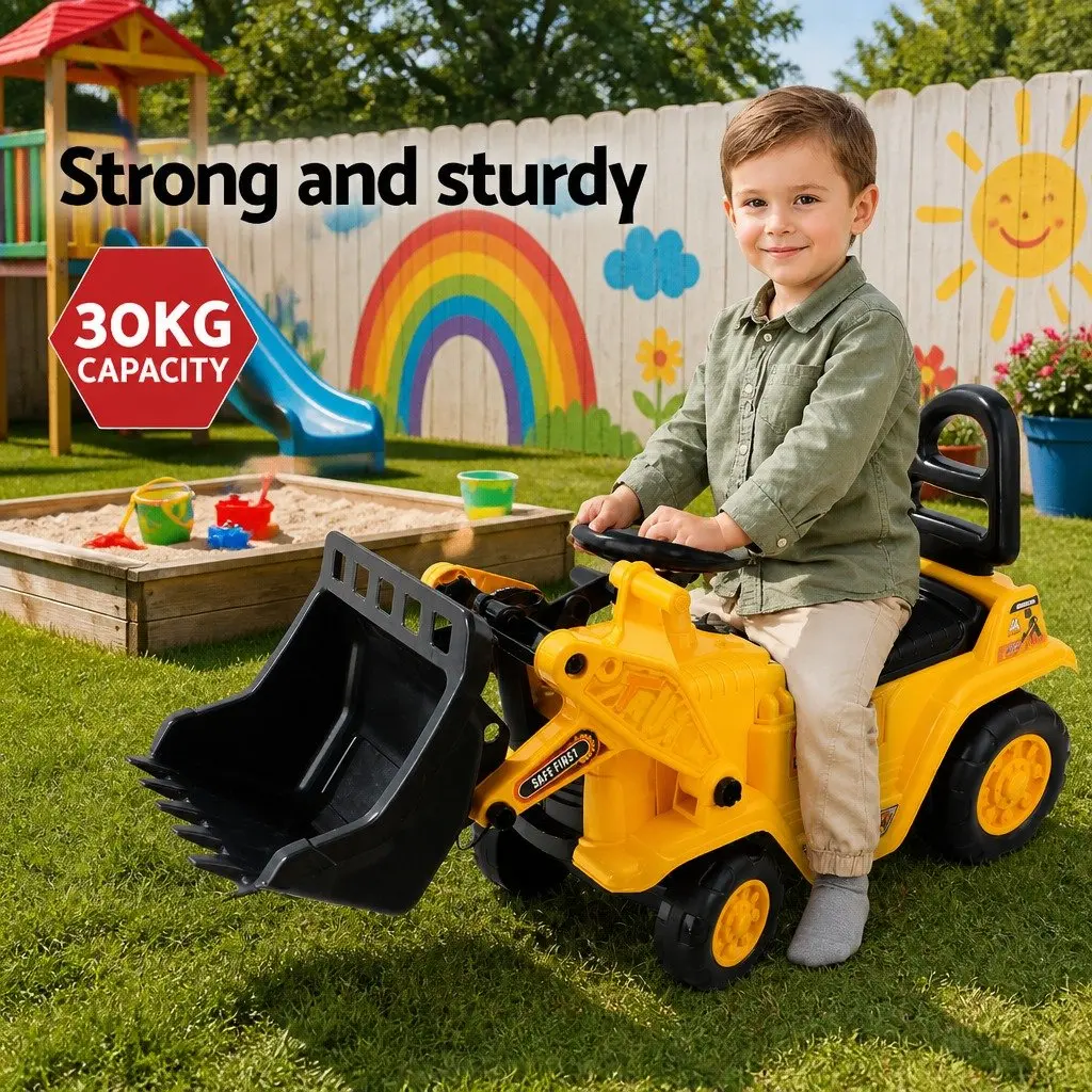 Kids Ride On Bulldozer Excavator Toy in Yellow