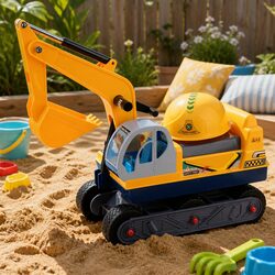 Sturdy Kids Ride On Excavator Digger Toy in Yellow