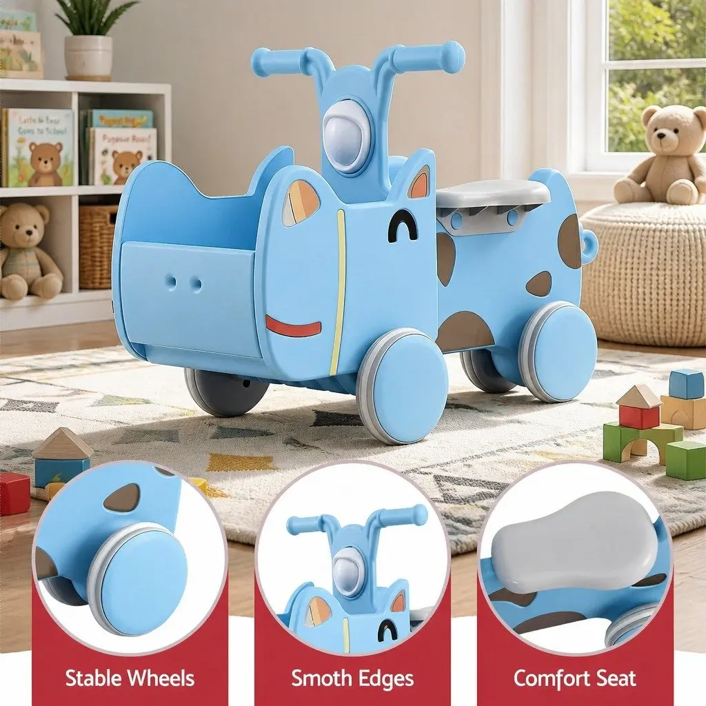 Blue Kids Ride On Push Car Toy for Toddlers