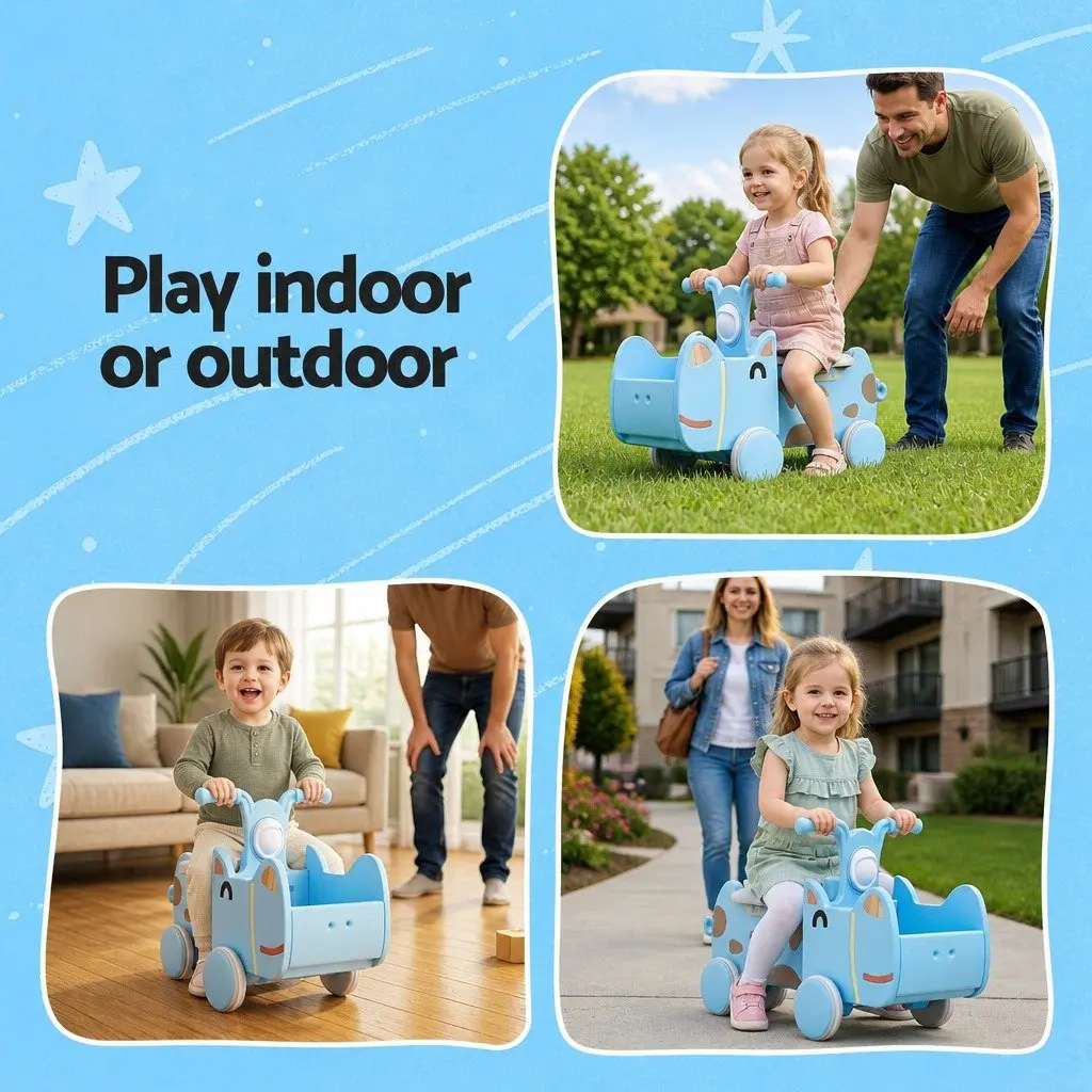 Blue Kids Ride On Push Car Toy for Toddlers