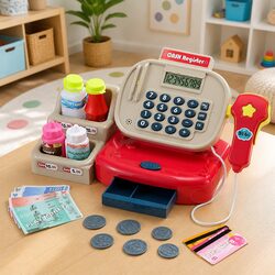 Durable Kids Cash Register Play Set with Accessories