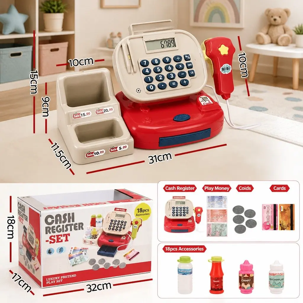 Kids Cash Register Play Set with Accessories