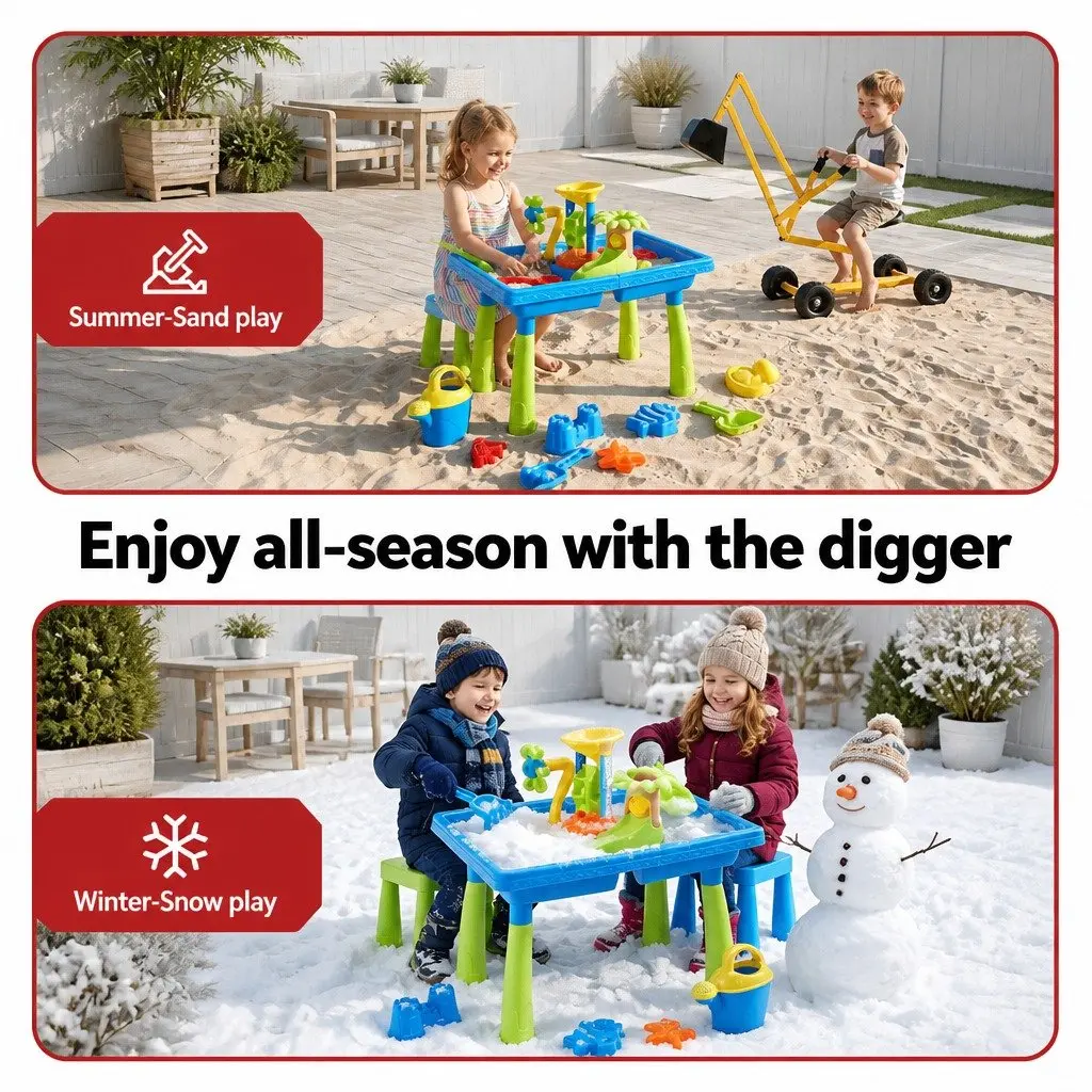 Ride-On Digger and Sand Water Table Set