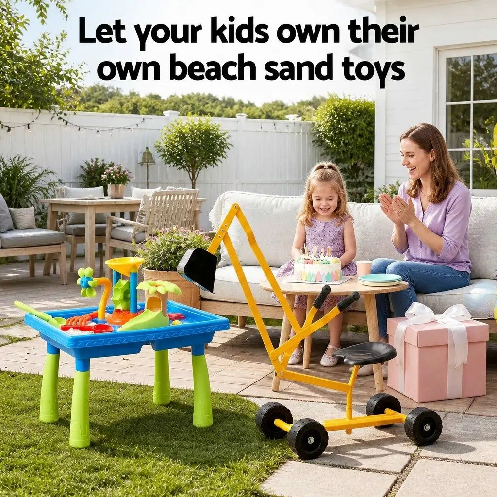 Ride-On Digger and Sand Water Table Set