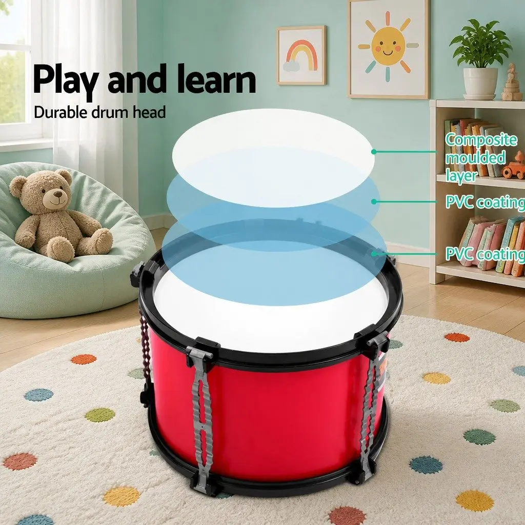 Kids Drum Set Plastic 7 Piece Red 60cm x 45cm x 80cm