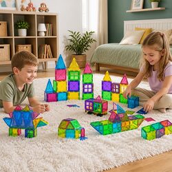 120-Piece Magnetic Tiles Building Blocks Set for Kids