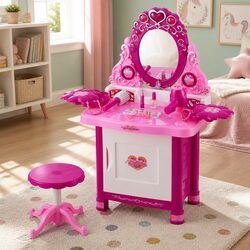 Deluxe Kids Makeup Dressing Table Vanity Set with Chair