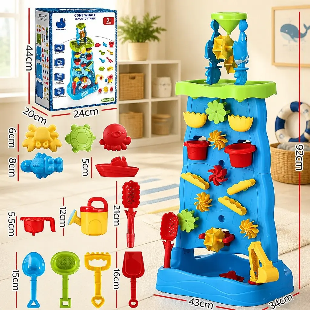 Kids Sand and Water Table Plastic 43cm x 34cm x 92cm Multicolour