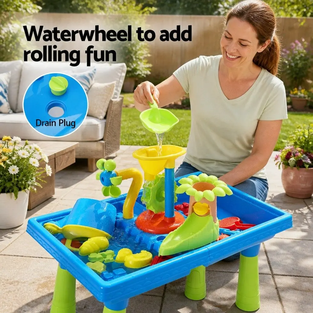 Kids Sand and Water Table Windmill Shovel Outdoor Sandpit Beach Play Toys Set