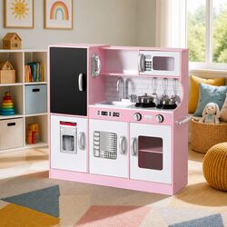 Impressive Kids Wooden Kitchen Play Set with Oven & Accessories