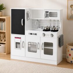 Durable Kids Wooden Kitchen Play Set with Accessories 80CM