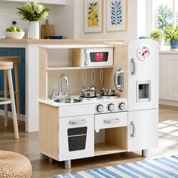 Sturdy Kids Wooden Kitchen Play Set with Ice Maker