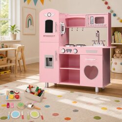 Durable Wooden Kitchen Play Set for Kids with Realistic Features