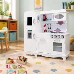 Wooden Kitchen Play Set for Kids - White Pretend Cooking