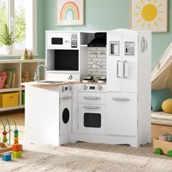 Durable Wooden Kids Kitchen Play Set with Modern Appliances